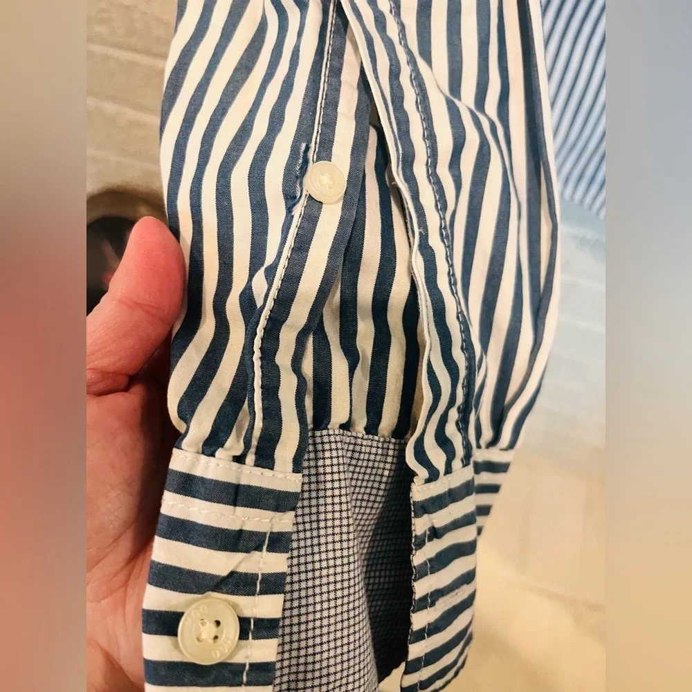 Vintage Hollister Striped Button Down Shirt Blue White Size M